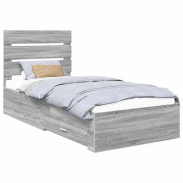 Vidaxl Konstrukcija postelje Siva Sonoma 100 x 200 cm Konstruiran les