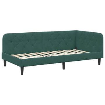 Vidaxl Kotna postelja Temno zelena 100 x 200 cm Žamet