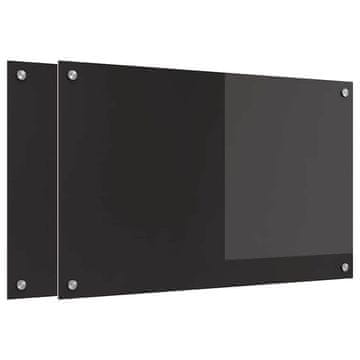 Vidaxl Kuhinjski panel 2 szt. Črna 80 x 50 cm kaljeno steklo