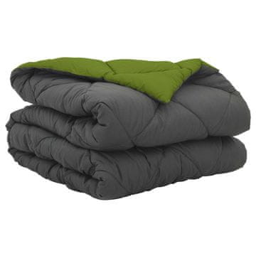 Vidaxl Poletna odeja Zelena in antracita 220 x 135 cm Mikrovlakna