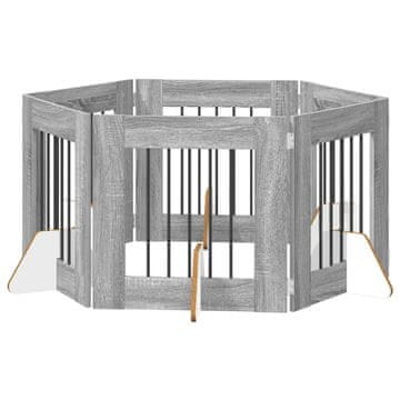 Vidaxl Vrata za pse z stojali 6 szt. Siva Sonoma 60 x 60 cm