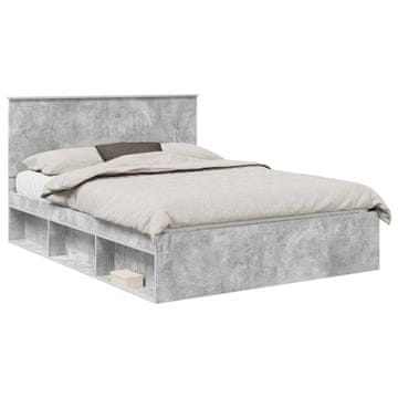 Vidaxl Konstrukcija postelje z vzglavjem Betonsko siva 150 x 200 cm