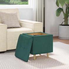 Vidaxl Ottoman s shranjevanjem Temno zelena 40 x 40 x 45 cm blago