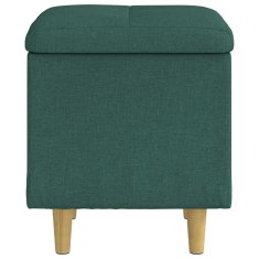 Vidaxl Ottoman s shranjevanjem Temno zelena 40 x 40 x 45 cm blago