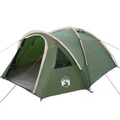 Vidaxl Šotor z dome 4 oseba 308 x 268 x 130 cm Zelena tafeta