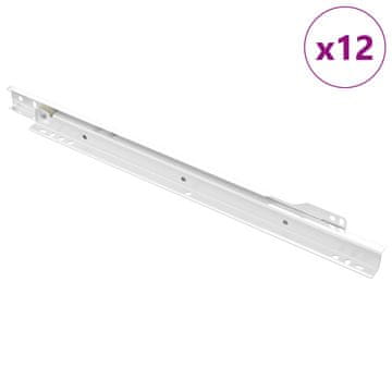 Vidaxl Drsni mehanizem za predal 12 szt. Bela 350 mm Jeklo