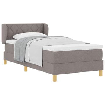 Vidaxl Postelja z vzmetnico z vzglavjem Taupe 90 x 190 cm blago