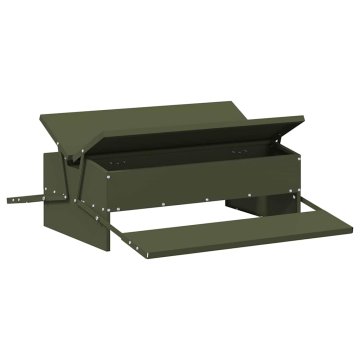 Vidaxl Hranilka za piške s pedali Olivno zelena 75 x 53 x 20,5 cm