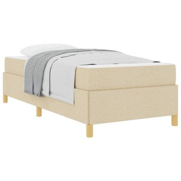 Vidaxl Konstrukcija postelje z vzmetnico krema 80 x 200 cm blago