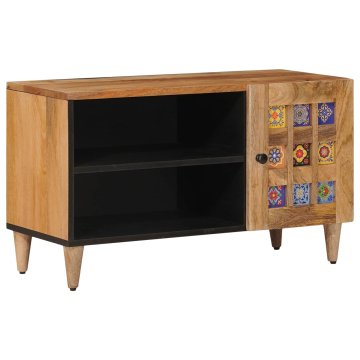 Vidaxl TV omarica z vrati Naravna 80 x 33 x 46 cm Masiven les manga