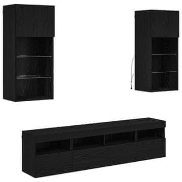 Vidaxl TV stenske enote z LED 5 szt. Črna Orehovina 40,5 x 30 x 90 cm