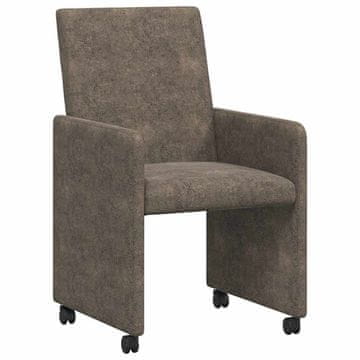 Vidaxl Jedilni stoli s kolesi 2 szt. Temno siva 57 x 66 x 94 cm