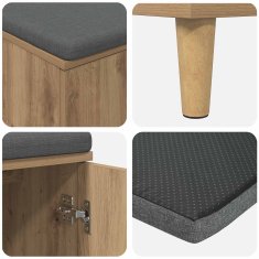 Vidaxl Haldna klop z blazino z vrati Obrtni Hrast 60 x 38 x 46 cm
