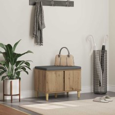 Vidaxl Haldna klop z blazino z vrati Obrtni Hrast 60 x 38 x 46 cm