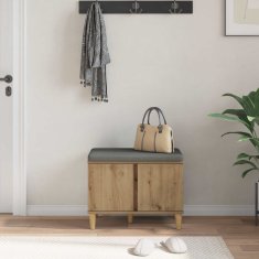 Vidaxl Haldna klop z blazino z vrati Obrtni Hrast 60 x 38 x 46 cm