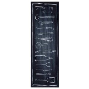 Vidaxl Kuhinjska preproga Črna 180 x 60 cm Žamet