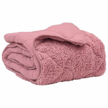 Vidaxl Zimska posteljnina Roza 240 x 260 cm Mikrofibra in Teddy flis