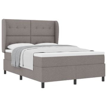 Vidaxl Postelja z vzmetnico z vzglavjem Taupe 140 x 190 cm blago