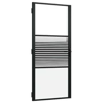 Vidaxl Steklena vrata Črtasto Črna 93 x 3,5 x 201,5 cm Aluminij