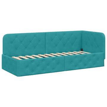 Vidaxl Kotna postelja Turkizna 80 x 200 cm Žamet