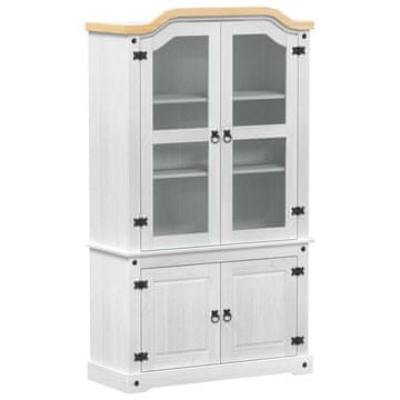 Vidaxl Razstavna omara Bela 103,5 x 42 x 180 cm Masivno borovo les