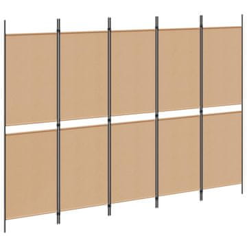 Vidaxl 5-pultni delitelj prostora Bež 250 x 180 cm Blago