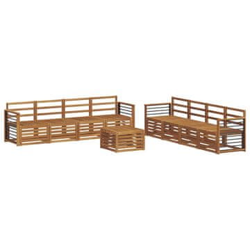 Vidaxl Sedežne garniture 9 szt. Naravna Masiven les akacije