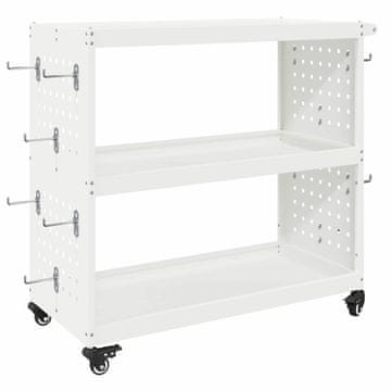 Vidaxl Vozik za orodje s polico Bela 75 x 35 x 73 cm Mlinjeni jeklo