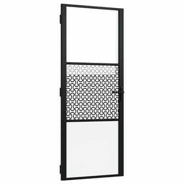 Vidaxl Steklena vrata Ureznine Črna 83 x 3,5 x 201,5 cm Aluminij