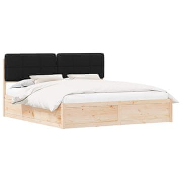 Vidaxl Posteljni okvir z oblazinjenim vzglavjem Črna 180 x 200 cm