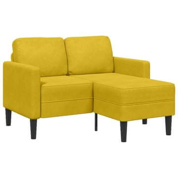 Vidaxl 2-sedežni kavč z ležiščem v obliki črke L rumena 125 cm žamet