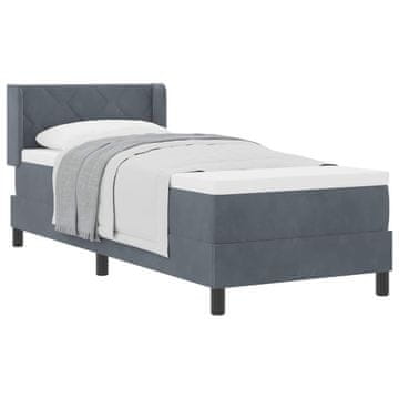 Vidaxl Postelja z vzmetnico z vzglavjem Temno siva 200 x 80 cm Žamet