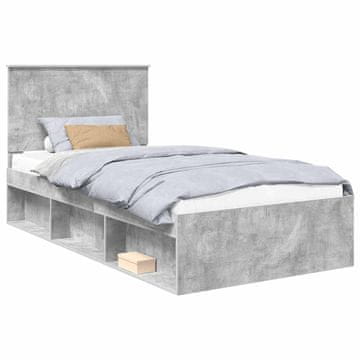 Vidaxl Konstrukcija postelje z vzglavjem Betonsko siva 100 x 200 cm