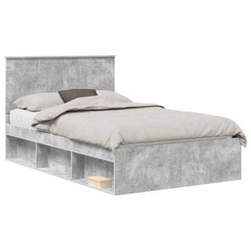 Vidaxl Konstrukcija postelje Beton 120 x 190 cm Masivno borovo les