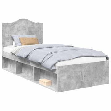 Vidaxl Konstrukcija postelje Beton 90 x 200 cm Masivno borovo les