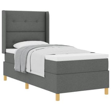 Vidaxl Postelja z vzmetnico z vzglavjem Temno siva 80 x 200 cm blago