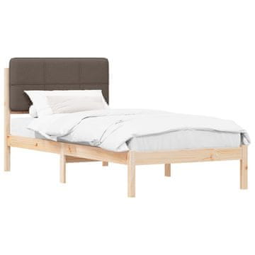 Vidaxl Posteljni okvir z oblazinjenim vzglavjem Taupe 75 x 190 cm
