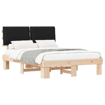 Vidaxl Posteljni okvir z oblazinjenim vzglavjem Črna 160 x 200 cm