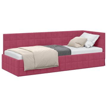 Vidaxl Kotna postelja z vzglavjem Vinorodna rdeča 80 cm x 200 cm Žamet