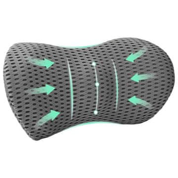Vidaxl Vzglavnik za hrbet Siva Spominska pena 47,5 x 23 x 12 cm