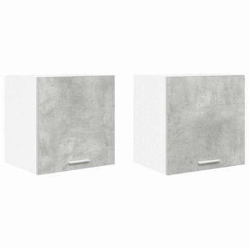 Vidaxl Viseča omarica z vrati 2 szt. Beton sivo in bela 40 x 31 x 40 cm