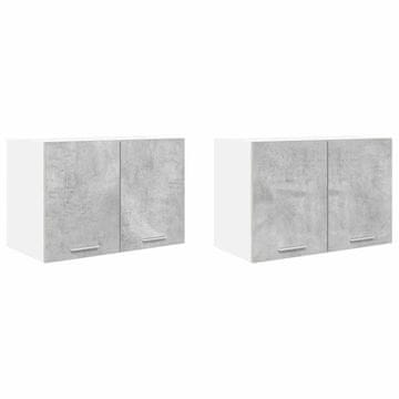 Vidaxl Viseča omarica z vrati 2 szt. Beton sivo in bela 60 x 31 x 40 cm