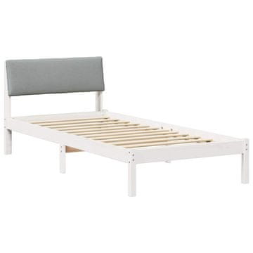 Vidaxl Kovinska posteljna konstrukcija Bela in svetlo siva 90 x 200 cm
