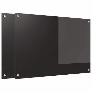 Vidaxl Kuhinjski panel 2 szt. Črna 90 x 60 cm kaljeno steklo