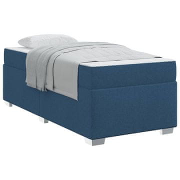 Vidaxl Konstrukcija postelje z vzmetnico Modra 90 x 200 cm blago