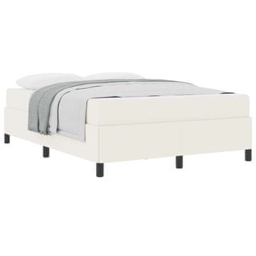 Vidaxl Konstrukcija postelje z vzmetnico krema 140 x 190 cm blago
