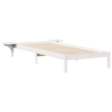 Vidaxl Posteljni okvir s stranskimi omaricami Bela 100 x 210 cm