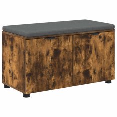 Vidaxl Haldna klop z blazino s polico Dimljeni Hrast 80 x 38 x 46 cm