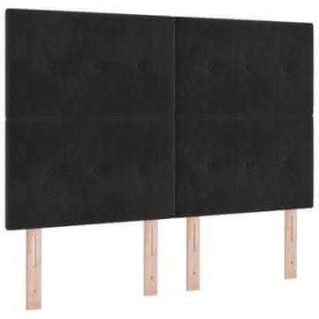Vidaxl LED glava postelje z LED trakami Črna 144 cm Žamet