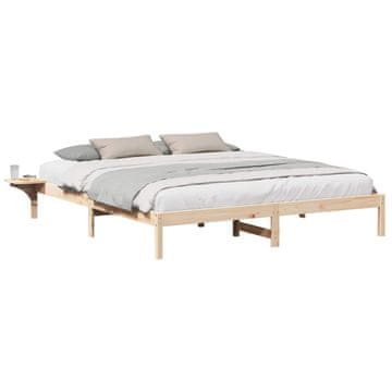 Vidaxl Konstrukcija postelje Naravna 200 x 200 cm Masivno borovo les
